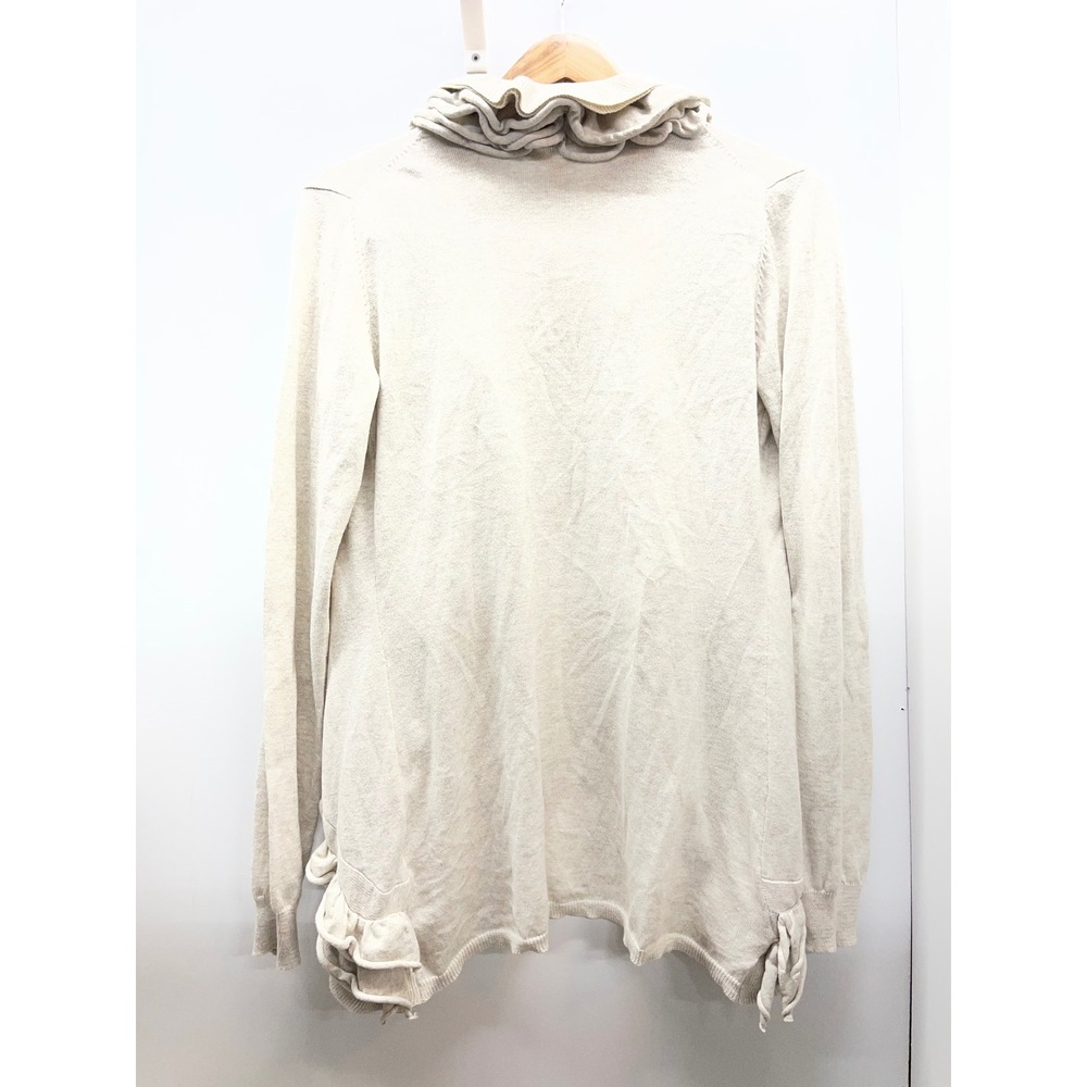 Prince of Thieves Womens Ruffle Open Front Cardigan Heather Oatmeal Beige Size M - Picture 2 of 4